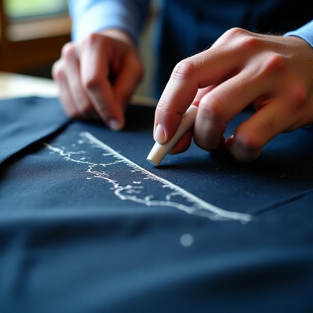 熟練の職人によるスーツの補正作業